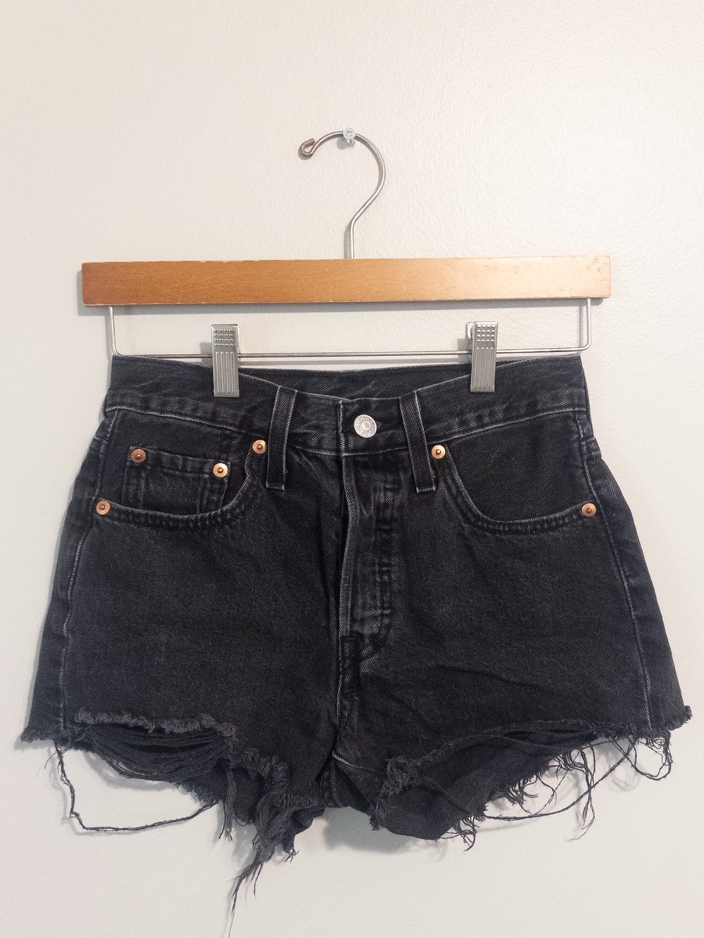 Levi's 501 Button Fly Cutoff Distressed Denim Shorts